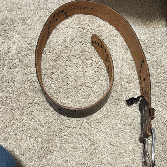 Brave Brown Studded Leather Belt with Hammered Chrome Buckle (33” fit) main image 14
